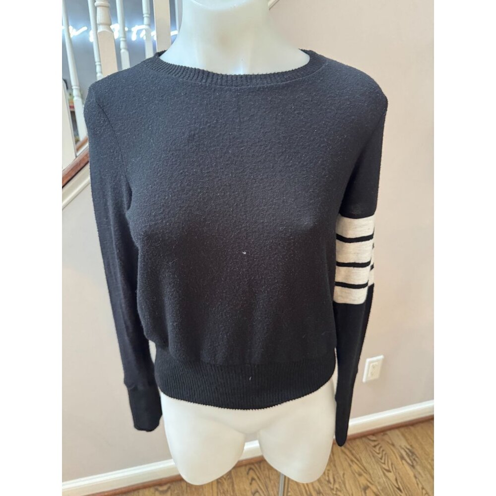 NWT Maplesage Varsity Stripe Sweater Black White Size Small